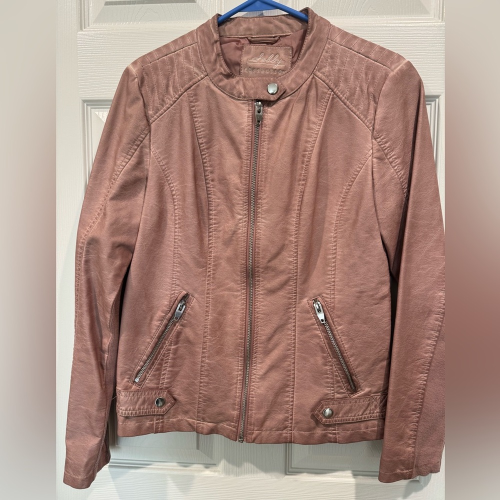 Shelby Collection Faux Leather Jacket - Dusty Pink - Size Small